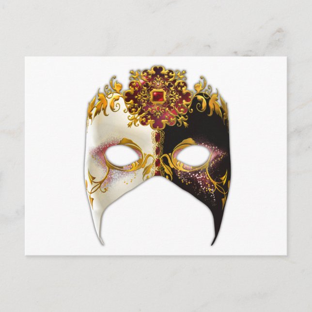 Venetiansk mask: rubinjuvel vykort (Framsida)