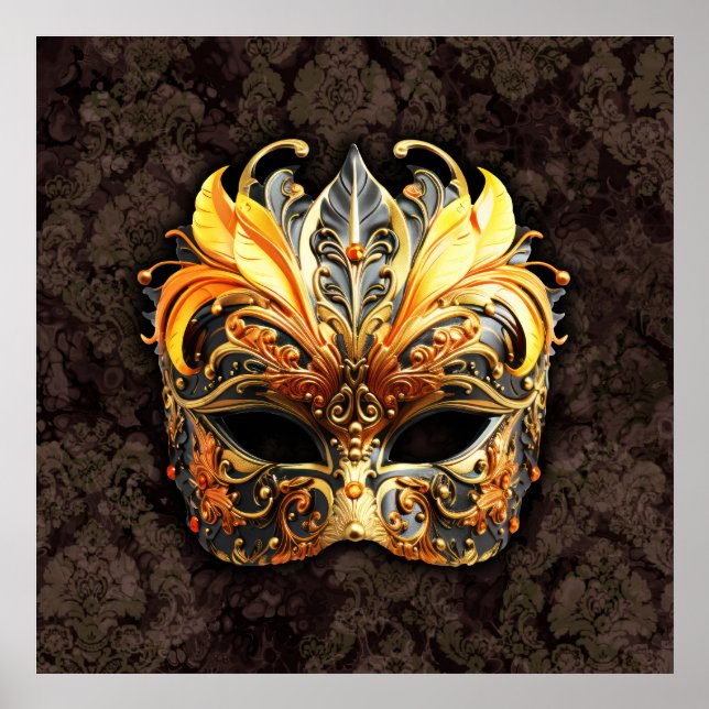 Venetiansk maskerad gul mask poster (Framsidan)