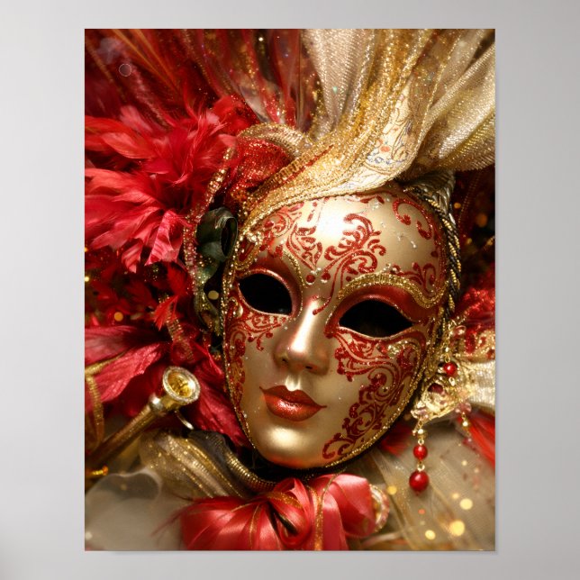 Venetiansk maskeradmask konstaffisch poster (Framsidan)
