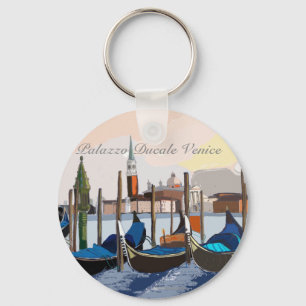 Venetianska gondolior vid Palazzo Ducale Venedig Nyckelring