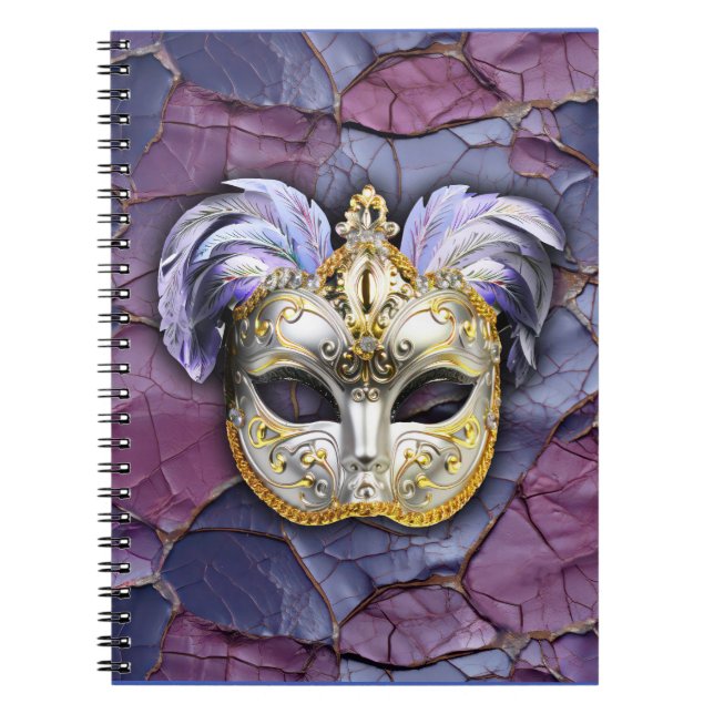 Venetisk mask med lavender Feathers Anteckningsbok (Framsidan)