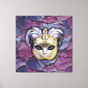 Venetisk mask med lavender Feathers Canvastryck