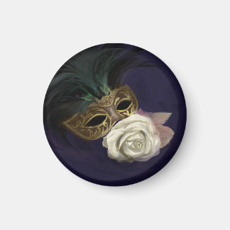 Venetisk mask med Vit ros Magnet