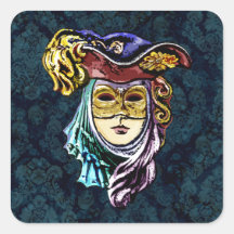 Venetisk mask på bakgrunden för Mörk Damask