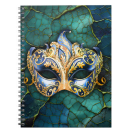 Venetisk mask på Teal-Blue-bakgrund Anteckningsbok