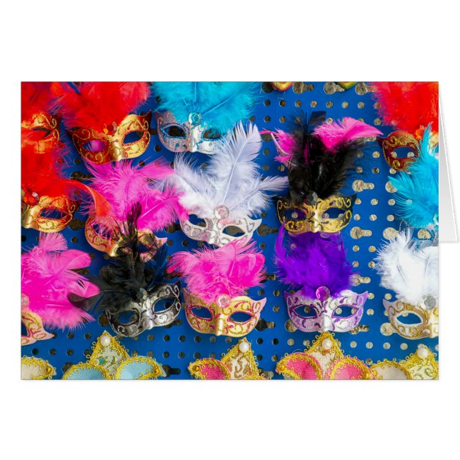 Venetiska masker hälsningskort (Framsidan Horizontal)