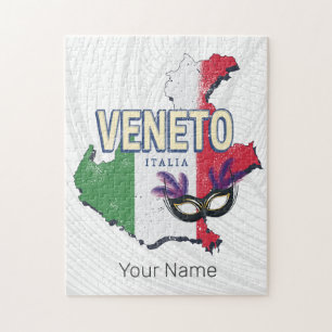 Veneto Italien Retro-regionen Karta Vintage Souven Pussel