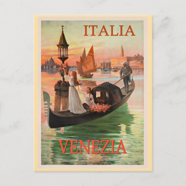 Venezia, Italien vintage resemålning affisch, Vykort (Framsida)