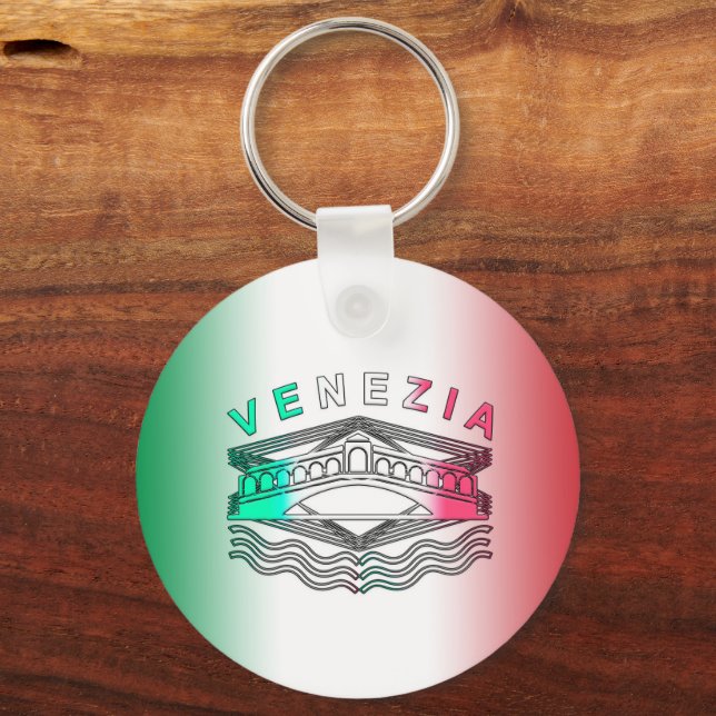 Venezia Rialto Bold Linjer Metall Nyckelring (Framsida)