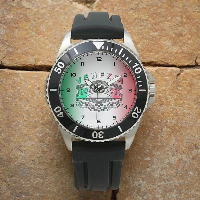 Venezia Rialto Bold Linjer rostfritt stålgummi Armbandsur (Skapare uppladdad)
