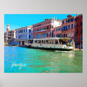 Venezia Venice Grand Canal Vatten Buss Poster