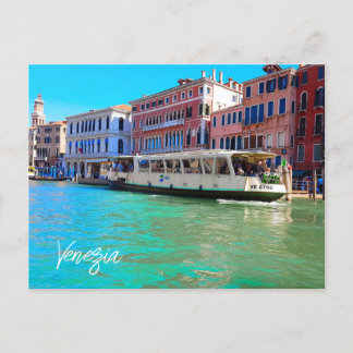 Venezia Venice Grand Canal Vatten Buss Vykort
