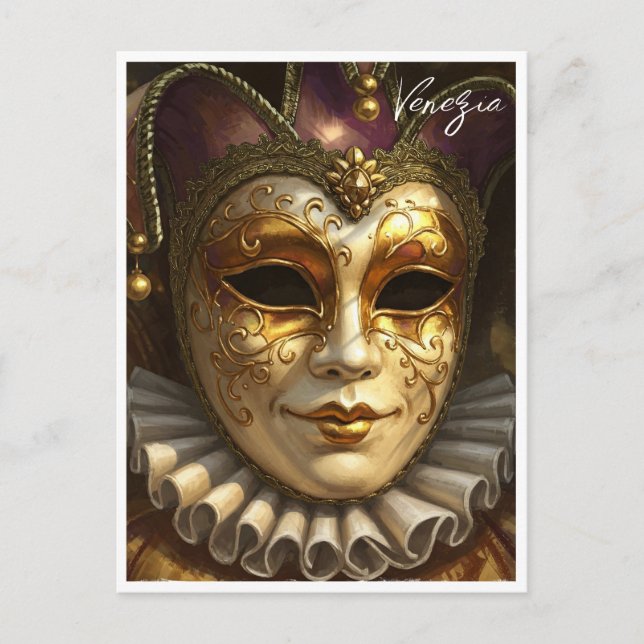 Venezia Venice Italien Carnival Mask Vykort (Framsida)