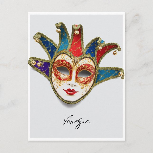 Venezia Venice Italien Carnival Mask Vykort (Framsida)