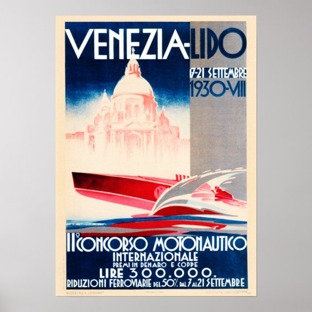 Venezio Lido 1930 Int Motorboat Competition Meet Poster (Framsidan)