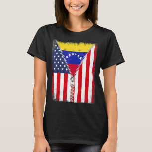 Venezuela American Flagga Zip T Shirt