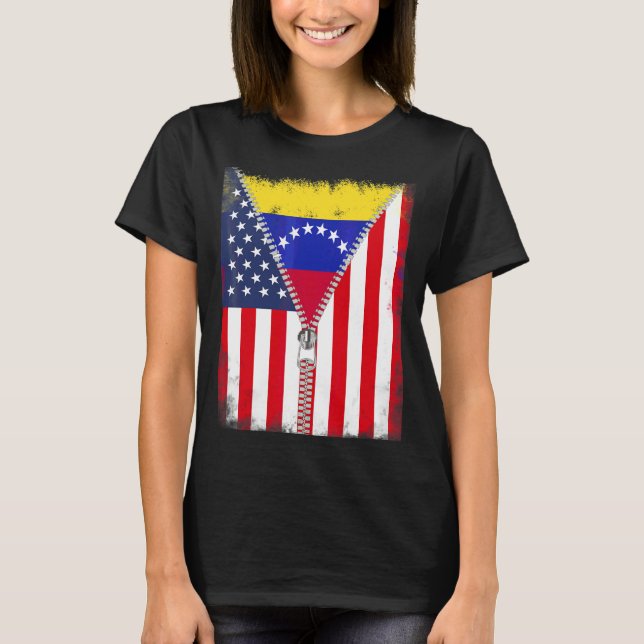 Venezuela American Flagga Zip T Shirt (Framsida)