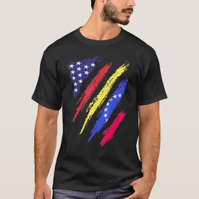 Venezuela American Grown Flagga USA Patriot Herita T Shirt (Framsida)