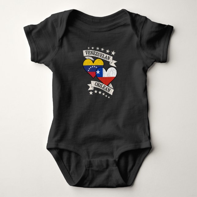 Venezuela Chilean Heart Flaggor Venezuela Chile T Shirt (Framsida)