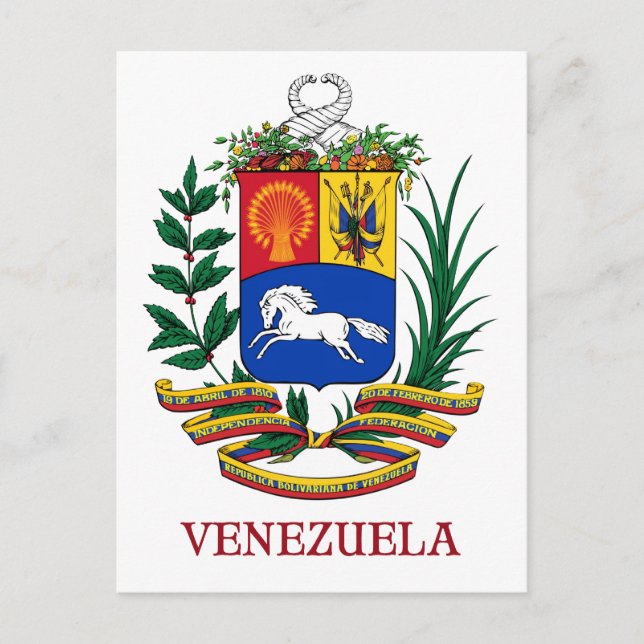 VENEZUELA - emblem/jacka av arm/flagga/symbol Vykort (Framsida)