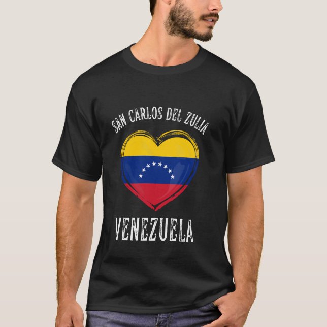 Venezuela Flag Heart San Carlos Del Zulia City T Shirt (Framsida)