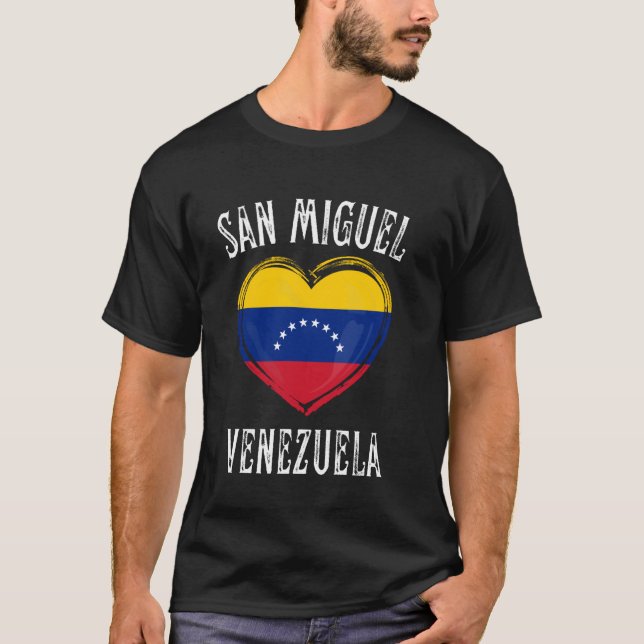 Venezuela Flag Heart San Miguel City T Shirt (Framsida)