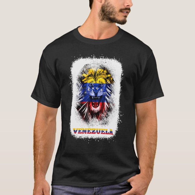 Venezuela Flag With Lion Face Venezuelan Pride Des T Shirt (Framsida)