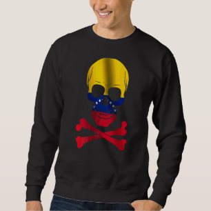 Venezuela Flagga Design Skull Flagga Venezuela Lång Ärmad Tröja