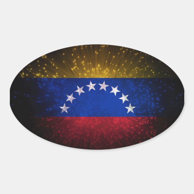 Venezuela Flagga Fireworks Ovalt Klistermärke (Framsida)