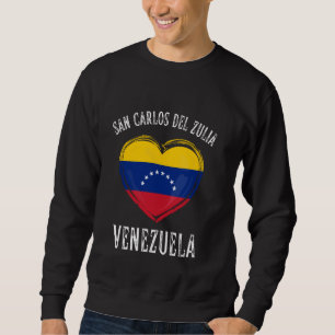 Venezuela Flagga Heart San Carlos Del Zulia City Lång Ärmad Tröja