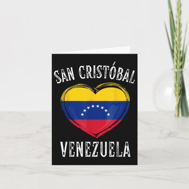 Venezuela Flagga Heart San Cristobal City Kort (Framsida)