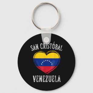 Venezuela Flagga Heart San Cristobal City Nyckelring