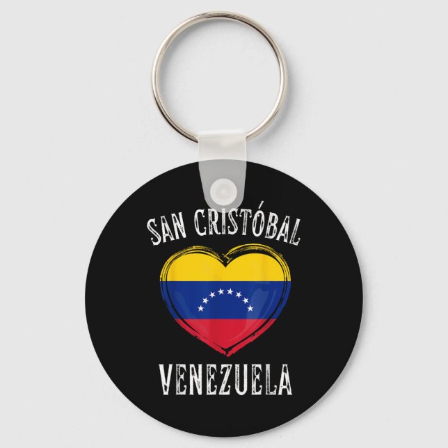 Venezuela Flagga Heart San Cristobal City Nyckelring (Framsida)