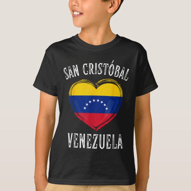 Venezuela Flagga Heart San Cristobal City T Shirt (Framsida)