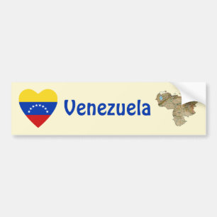 Venezuela Flagga Hjärta + Karta Bildäckslapp Bildekal