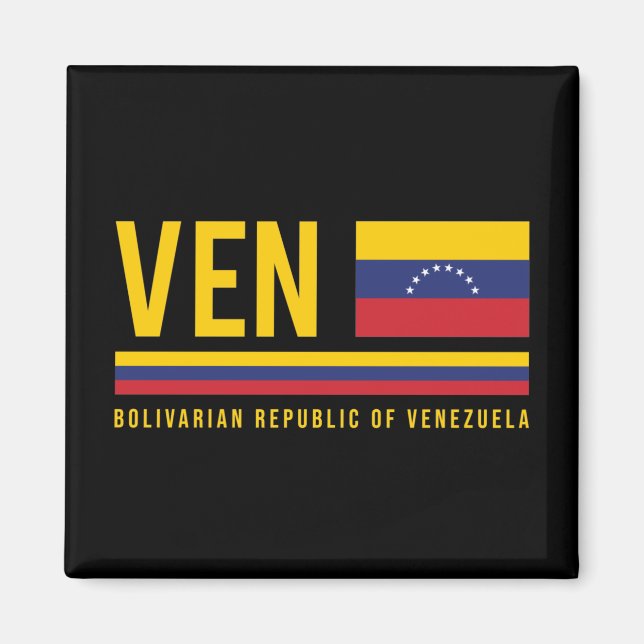 Venezuela Flagga & ISO-kod Alfa 3 Design Magnet (Framsidan)