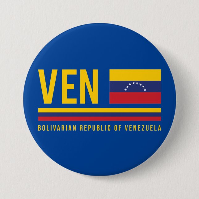 Venezuela Flagga & ISO-kod Alpha 3 Design Knapp (Framsida)