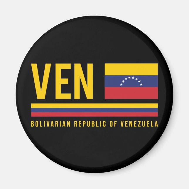 Venezuela Flagga & ISO-kod Alpha 3 Design Magnet (Framsidan)