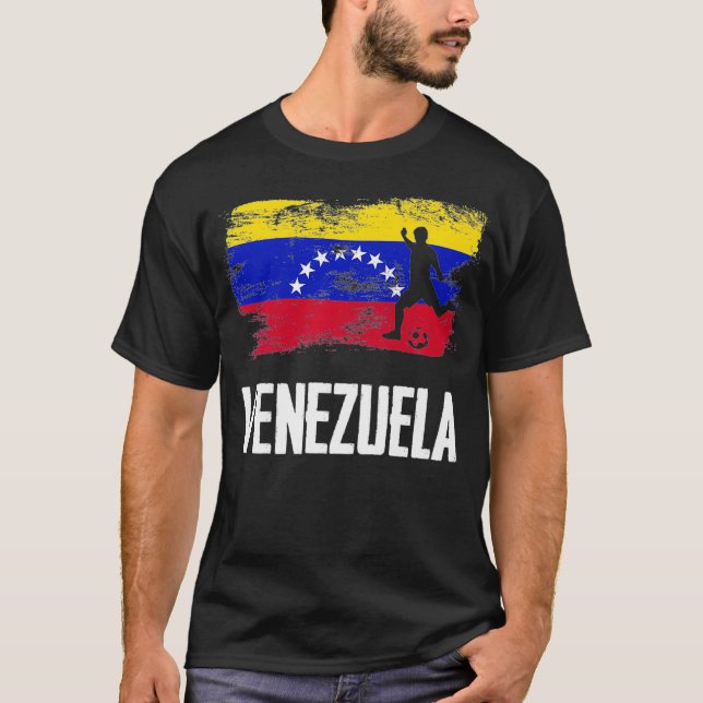Venezuela Flagga Jersey Venezuelan Ocer Team Venez T Shirt (Framsida)