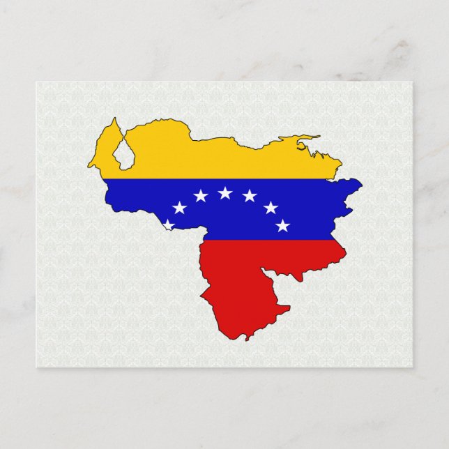 Venezuela Flagga Karta full storlek Vykort (Framsida)