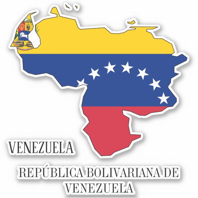 Venezuela Flagga Karta Klistermärken (Framsida)