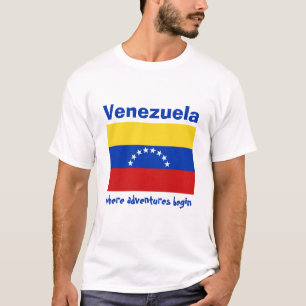 Venezuela Flagga + Karta + Text T-Shirt