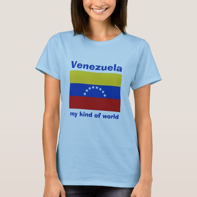 Venezuela Flagga + Karta + Text T-Shirt (Framsida)