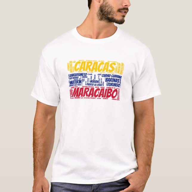 Venezuela Flagga med City Namn Ord Art T Shirt (Framsida)