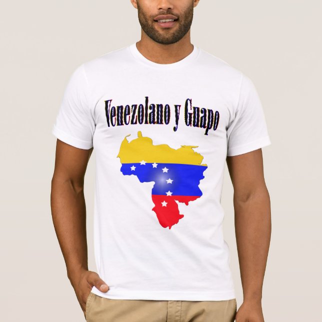 Venezuela flagga med texten Venezolano y guapo T Shirt (Framsida)