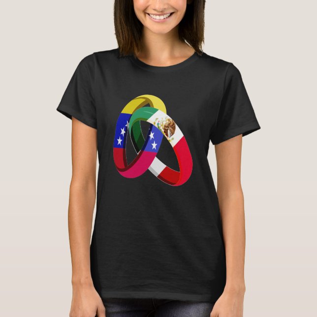 Venezuela Flagga Mexiko Grown Ring Giftermål Bröll T Shirt (Framsida)
