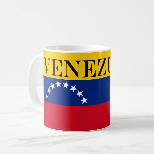 Venezuela flagga patriotiska venezuelaner kaffemugg (Framsida vänster)