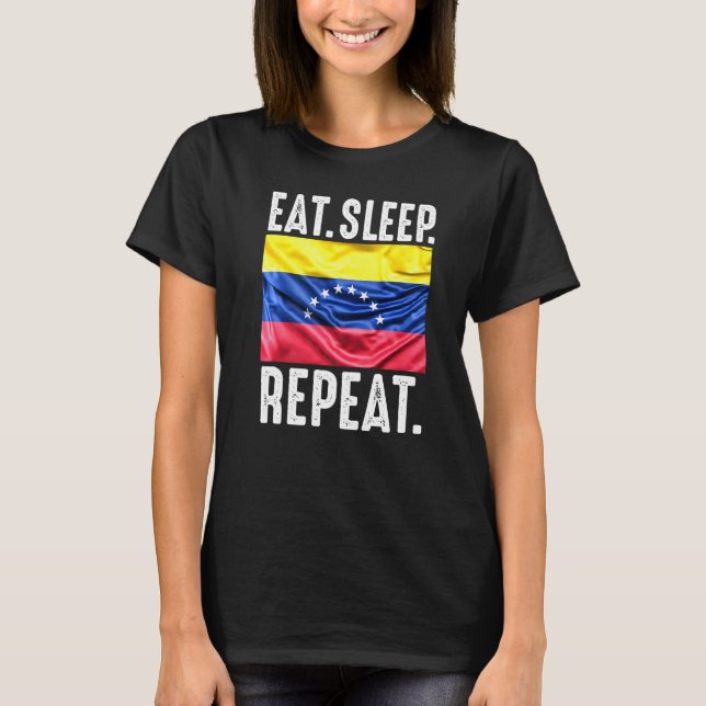 Venezuela Flagga Soccer Proud Eat Ssov Repeat Foot T Shirt (Framsida)