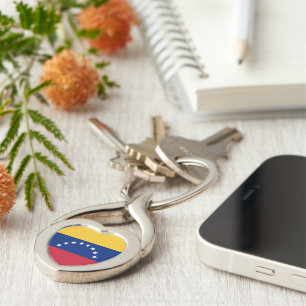 Venezuela flagga twisted heart silverfärgad nyckelring