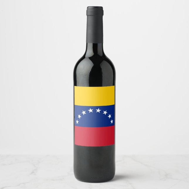 Venezuela flagga vinflaska etikett (Framsida)